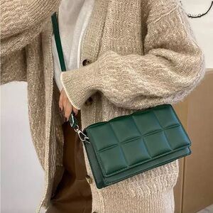 Green faux leather crossbody purse